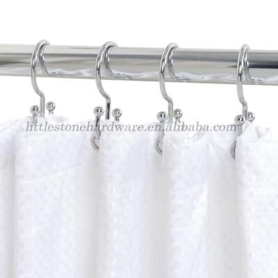 China Wholesale Double Slip Shower Curtain Hooks Double Rings Design Decorative Aluminum Shower Curtain Hooks for sale