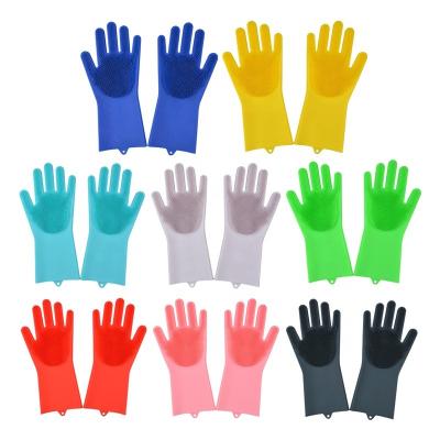 China reusable & Saksak Heat Resistant Multiple Silicone Magic Color Gloves Dish Cleaning Scrubber for sale