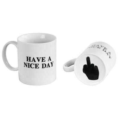 China Viable funny coffee mugs have an interesting middle finger ceramic mug of the day coffee mug 100% for sale