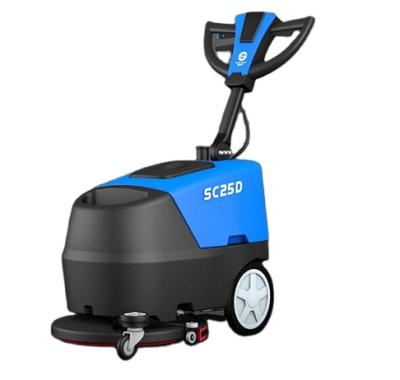 China Newest Type SC25D Hotels Battery 17 Inch Floor Scrubber Dryer Pile Floor Scrubber Battery Walk Behind Floor Scrubber For Workshop for sale