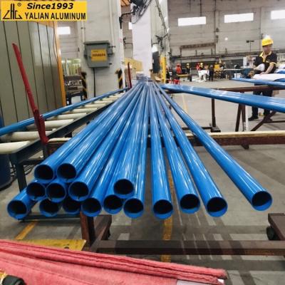 China Aluminum transport tools compressed air pipe 6061 t6 pipe powder coated blue by custom aluminum extrusion manufacturers China for sale