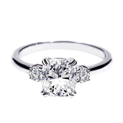 China White Gold Elegant Exquisite CLASSIC 4 Prong Moissanite Diamond Ring Women Solitaire Wedding Claw Ring for sale