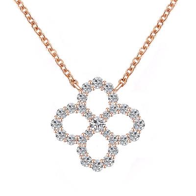 China Simple Delicate Single Clover Leaf Design Four Leaf Clover White Gold Sparkle Diamonds Up-to-date Dangle Necklace Girls Party Jewelry Accessories for sale