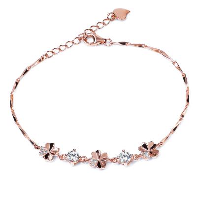 China Romantic Fashionable Exquisite Silver 925 rose gold plated brilliant cut moissanite unique flower shape diamonds bracelet for sale