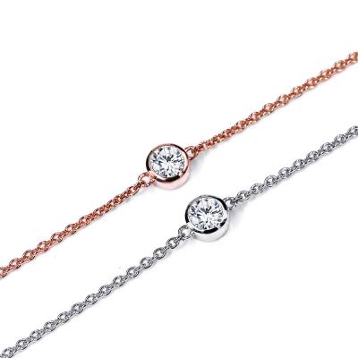 China TRENDY classic simple personalized round moissanite S925 silver 18k gold plated women bracelet girls Fine bracelet Jewelry for sale