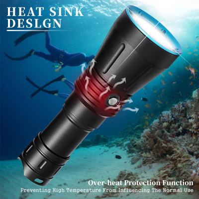 China 2021 Hot Sale Camping 2000LM Diving Torch Led Powerful Waterproof Rechargeable Professional Underwater LED Video Flashlight for sale