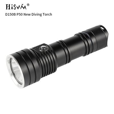 China HISWIM D150B Underwater Dive Torch IP68 Dive Torch P50 2000lumen Dive Torch with 18650 or 26650 Flashlights Battery Cable for sale