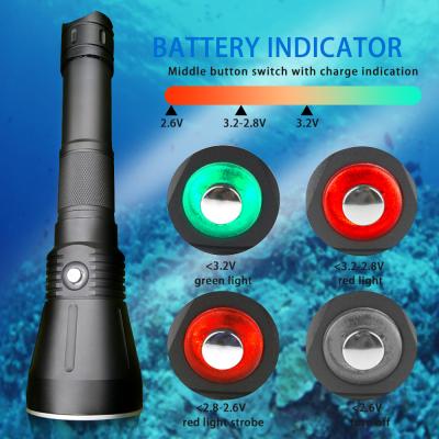 China Manufacturer High Quality Aluminum P70 50m Outdoor Camping Underwater Rechargeable 6 Led Diving Flashlight DV16 Modes for sale