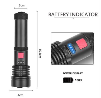 China Hot Selling Portable Waterproof High Quality Zoom Torch LED Aluminum Alloy LED Flashlight Emergency USB Green Or White P50 Flashlight for sale