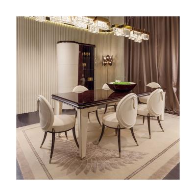 China Modern Hot Sale Wood Cladding Dining Table Set Luxury Italian Style Dining Table Set for sale