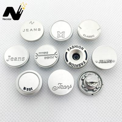 China Cheap Price Washable Supply Misty Silver Brand Logo Raised Metal Custom Jeans Button Down for sale