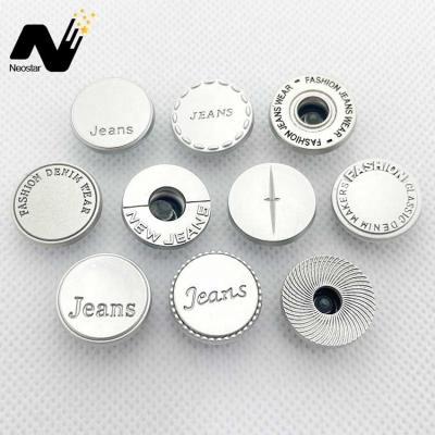 China Washable Zinc Alloy Button Making Logo Name Metal Jeans Rivet Engraved Custom Made To Button For Clothes for sale