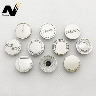 China Washable Storage Designer Custom Engraved Logo Name Metal Jeans Button for Decoration for sale