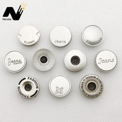 China Fashion Washable Button Supply OEM ODM Letter Name Metal Engraved Jeans Button For Pants for sale