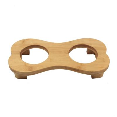 China Wholesale Sustainable High Quality Bamboo Pet Feeder Holder Dog And Cat Bowl Rack for sale