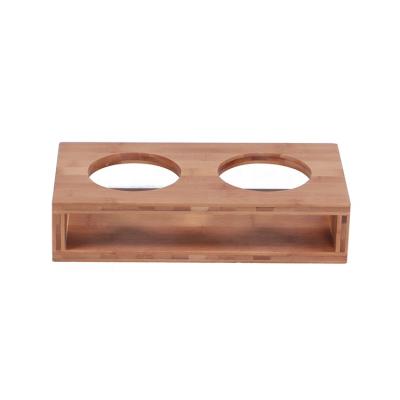 China Custom Factory Cats Pet Food Holder Solid Bamboo Pet Feeder Holder for sale