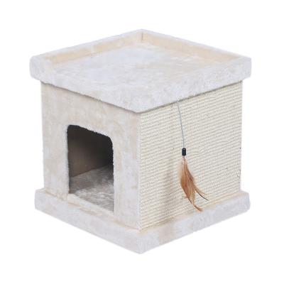 China Modern Sustainable Castle Cat Scratch Pet Cat Wood Furniture House Post Tower Cat Tree for sale