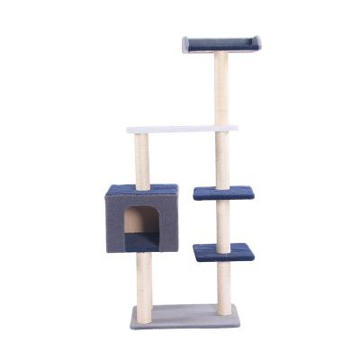 China Hot Sale Yuetan Sustainable Pet Sisal Cat Scratching Post Particle Board Base Cat Tree Tower for Small Cats for sale