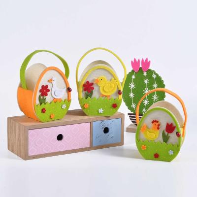 China Cute Hot Selling Chick Duck Shape Easter Gift Bag Eco-friendly Handmade Shopping Basket For Kids for sale