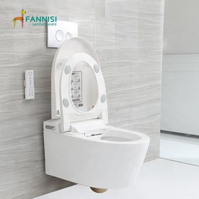 China Operation FANNISI Automatic Modern Toilet WC Wall Mounted Wall Hung Smart Bidet Toilet Seat Bathroom Accessories for sale