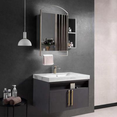 China Factory Hot Sale Modern Bathroom Marble Basin Arch Mirror Contemporary Wall Cabinet With Towel Rack for sale