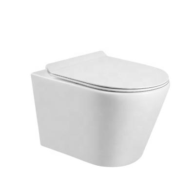 China Modern Double-Flow System Sanitary Ware Wc Ceramic Rimless Flush Wall Hung Toilet P Trap 180mm Lavatory for sale