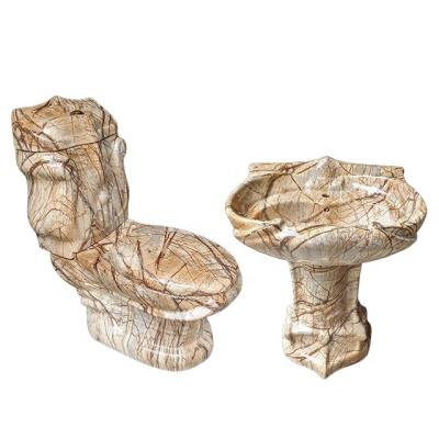 China Two Piece Dresser Luxury Marble Bathroom Double-Flow Toilet Sanitary Ware for sale