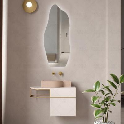 China New Modern Design Magnifying Unique Shape Led Light Bath Mirror Wall Mirror For Bath Room for sale