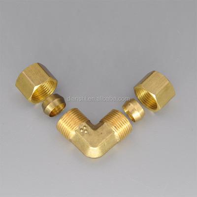 China Connect Pipes Compression Tube Brass Hose Fitting To Ferrels Socket And Nut Elbow 3/16