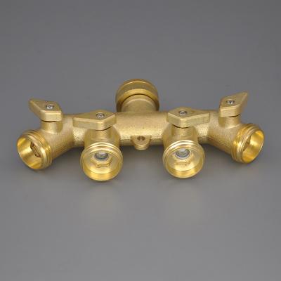 China Garden Tools Brass 4 Way Garden Hose Pipe Splitter, 3/4