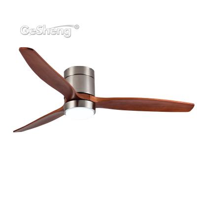 China 52 Inch DC Motor Control Outdoor Air+LED Light Modern Cheap Price Chandelier 3 Blades Solid Wood Cooling Led Ceiling Fan Light for sale