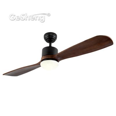 China Modern Nordic Style 2 Blade Celling Fan DC Control Solid Wood Outdoor Led Ceiling Light With Fan for sale