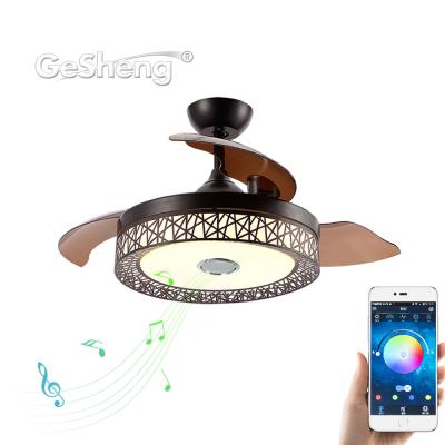 China Modern blue bldc ceiling fan Blueteeth music speaker tooth remote control invisible invisible ceiling fan D.C. with light for sale