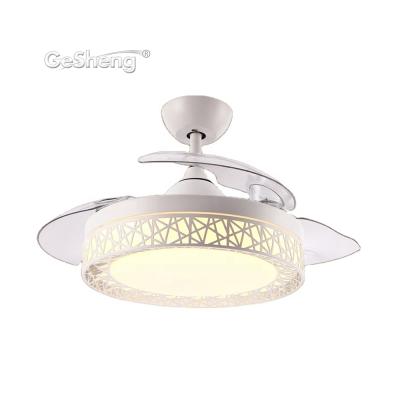 China Orient Blades Orient Bird Nest Modern Design Forward and Reverse Invisible Hidden Remote Control Ceiling Fan with Light for sale