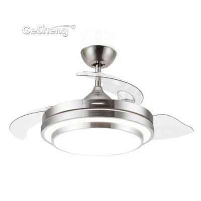 China Modern cheap price forward and reverse led ceiling fan remote control ABS light 3 blades invisible bldc fan DC for sale