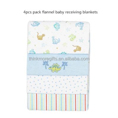 China 4 Pcs Disposable Cotton Flannel Receiving Blankets for Newborn Babies and Infants for sale