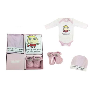 China 100% Cotton French Design Antibacterial Baby Shower Favored Gift Set for Newborn Babies for sale