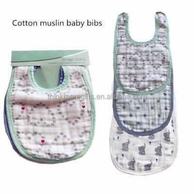 China Antibacterial Cotton Muslin Baby Bibs 3pcs Pack for sale