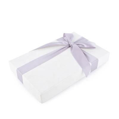 China Recyclable Custom Logo Rectangle Popular Style White Paper Box Packing With Silk Ribbon for sale