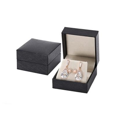 China Custom Logo Ring Necklace Jewelry Gift Black Jewerly Storage Pendant Boxes Earring Leatherette Paper Box for sale