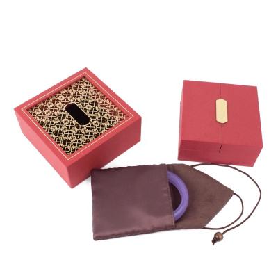 China Low MOQ Handmade High End Brown Antique Wooden Jewelry Jewelry Box With Pouch for sale