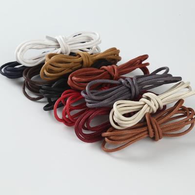 China Round Men's Professional Casual Wear Leather Shoe Laces Pure Cotton Waterproof Waxed Round Laces for sale