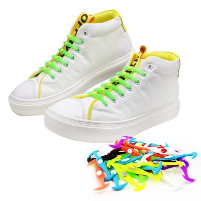 China 12pcs Round Silicone Laces Suitable For Adults And Children Lazy Elastic No Tie Laces for sale