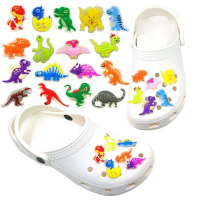 China Clog Charm Glow in Shoe Decoration Dinosaur PVC Shoe Charms for Kids Charms Accessory Light Up Shoe Charms for sale