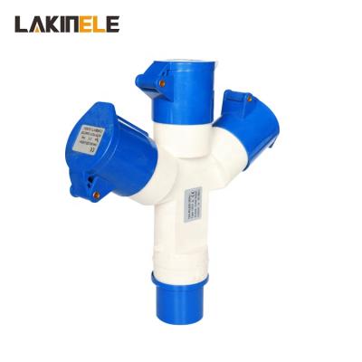 China LK-1013 Plug And Coupler / 230V 3 Way Splitter Socket 16A 2P+E Multiple Industrial Socket Type IP44 for sale