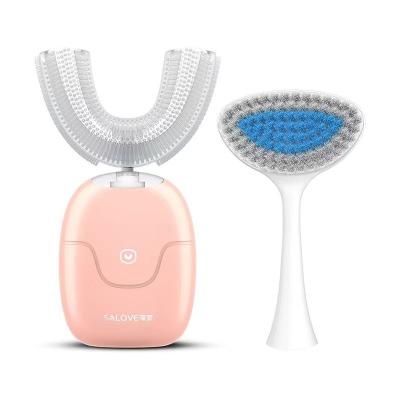 China 2021 Battery Operated New U Shape Rechargeable Electric Toothbrush Adult Sonic Blue Light Teeth Whitening Kit for sale