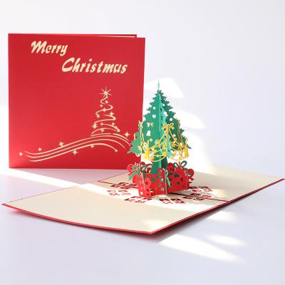 China Custom Europe Merry Christmas Holiday Decoration Gift Printing Greeting Card 3d Art Pop Up Christmas Cards for sale