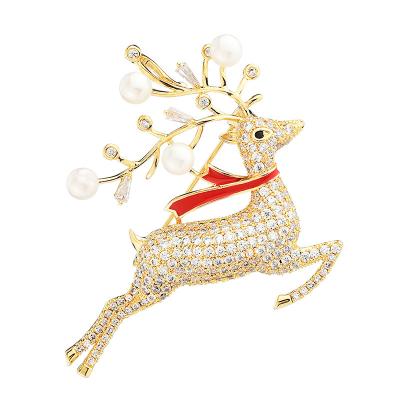 China New Fashion Acrylic Cute Deer Brooch For Women Party Wedding Jewelry Banquet Animal Brooches Pins Mujer Christmas Gift for sale