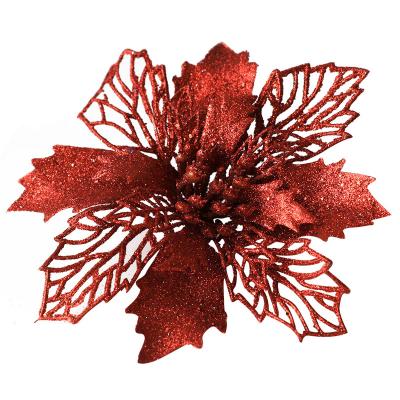 China Artificial Christmas Flowers New Style Chirstmas Decor Blue Velvet Xmas Tree Arragement Sequins Decoration For Xmas Decor for sale