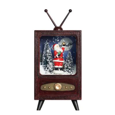 China Chirstmas Decor Gifts Vintage TV Battery Operated 2022 Interior Christmas Decoration Supplies Plastic Custom Snow Globe for sale